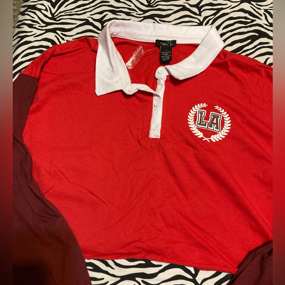 Juniors Rue 21 Cropped Los Angeles Long Sleeve Top